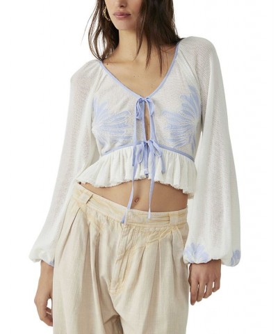 Women's Lookout Tie-Front Top Ivory Combo $34.40 Tops