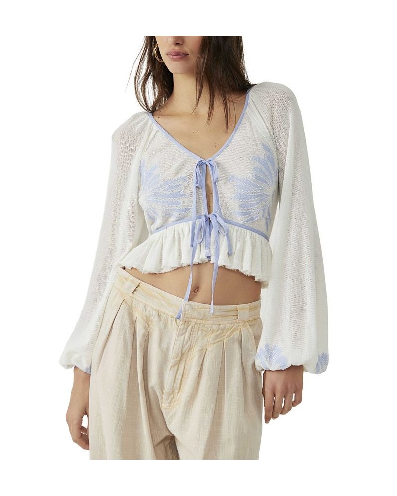 Women's Lookout Tie-Front Top Ivory Combo $34.40 Tops