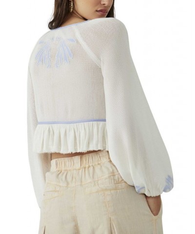 Women's Lookout Tie-Front Top Ivory Combo $34.40 Tops