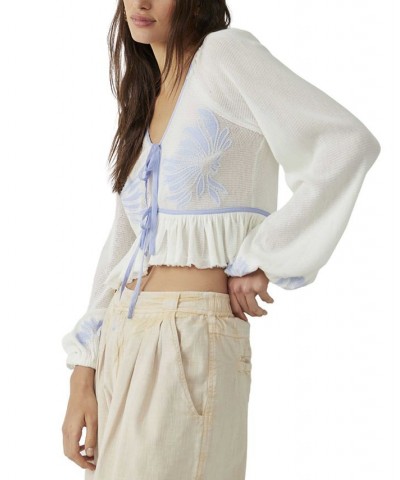 Women's Lookout Tie-Front Top Ivory Combo $34.40 Tops