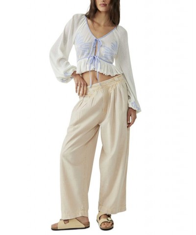 Women's Lookout Tie-Front Top Ivory Combo $34.40 Tops