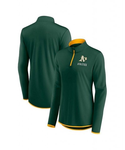 Women's Branded Green Oakland Athletics Worth The Drive Quarter-Zip Jacket Green $35.09 Jackets