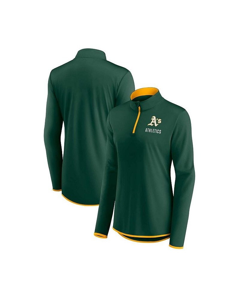 Women's Branded Green Oakland Athletics Worth The Drive Quarter-Zip Jacket Green $35.09 Jackets