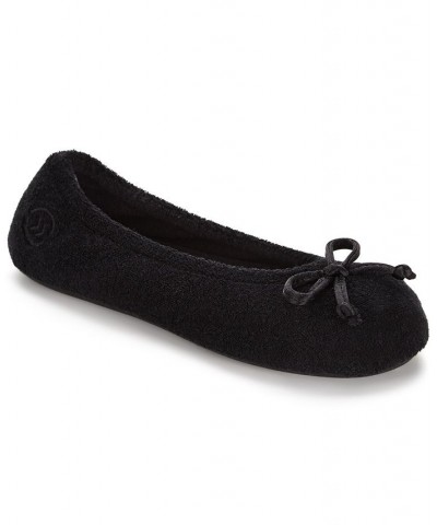 Women's Signature Terry Ballerina Slippers Black $11.66 Shoes