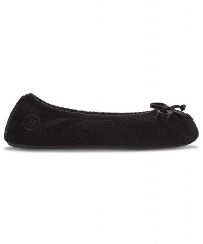 Women's Signature Terry Ballerina Slippers Black $11.66 Shoes