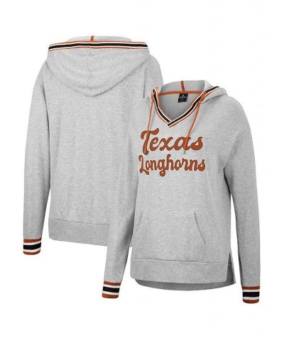 Women's Heathered Gray Texas Longhorns Andy V-Neck Pullover Hoodie Heathered Gray $27.95 Sweatshirts