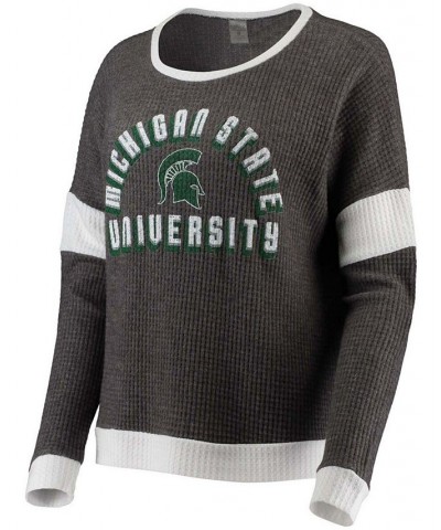 Women's Gray White Michigan State Spartans Worth The Hype Color-Blocked Tri-Blend Long Sleeve T-shirt Gray $25.80 Tops