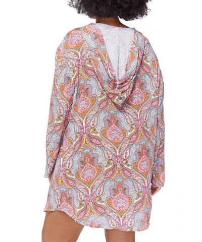 Plus Size Paisley-Print Silk Road Hooded Lace-Up Swim Cover-Up Multi $43.12 Swimsuits