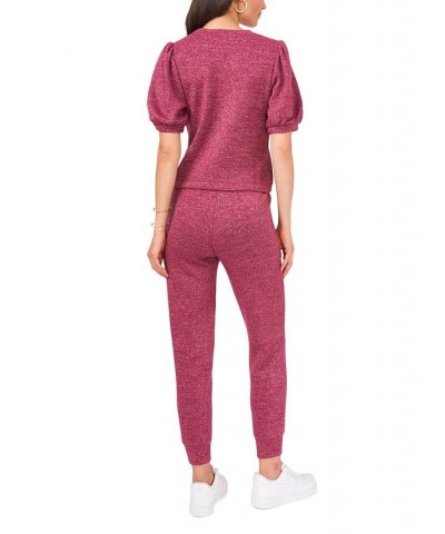 Women's Pull On Tie Waistband Jogger Pants Napa Wine $23.04 Pants