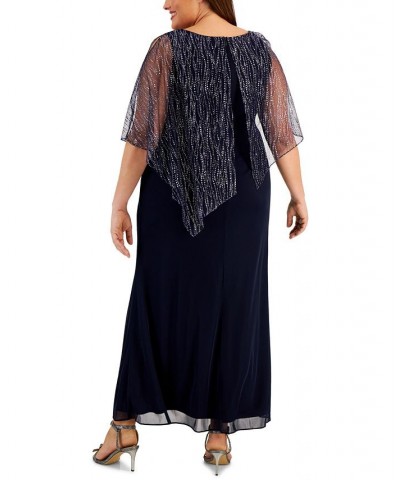 Plus Size Asymmetric Overlay A-Line Dress Navy $66.78 Dresses