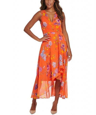 Women's V-Neck Sleeveless Chiffon Maxi Dress Grenadine Multi $66.24 Dresses