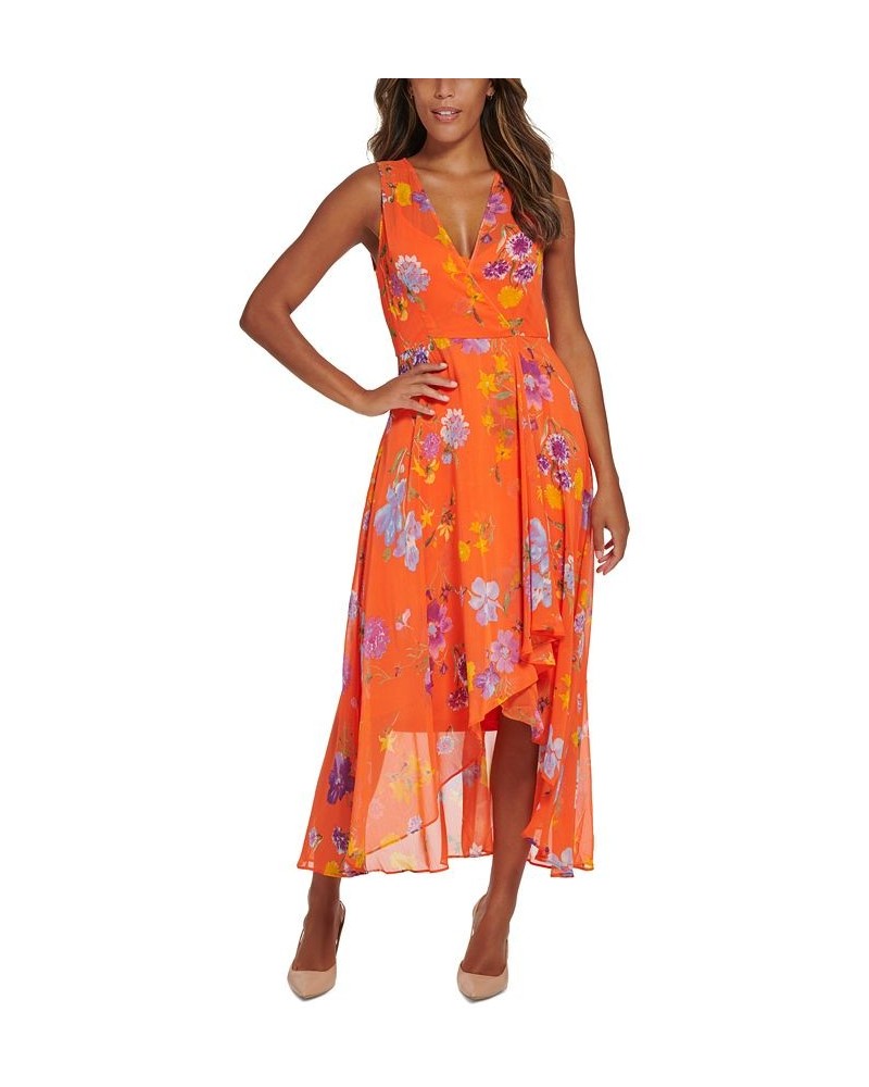 Women's V-Neck Sleeveless Chiffon Maxi Dress Grenadine Multi $66.24 Dresses