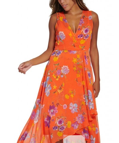 Women's V-Neck Sleeveless Chiffon Maxi Dress Grenadine Multi $66.24 Dresses