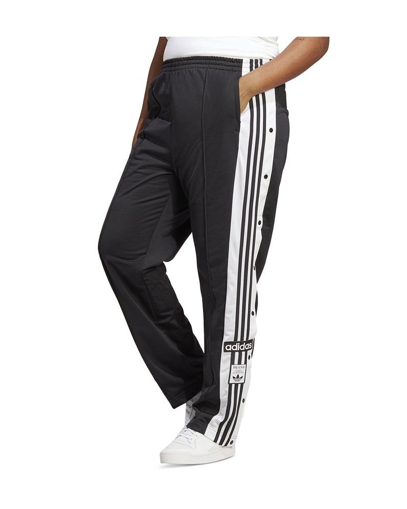 Plus Size Adibreak 3-Stripes Snap-Leg Joggers Black $38.50 Pants