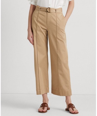 Women's Micro-Sanded Twill Belted Wide-Leg Pants Tan/Beige $77.50 Pants