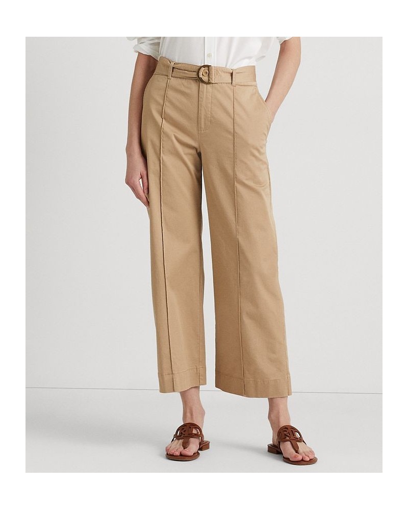 Women's Micro-Sanded Twill Belted Wide-Leg Pants Tan/Beige $77.50 Pants