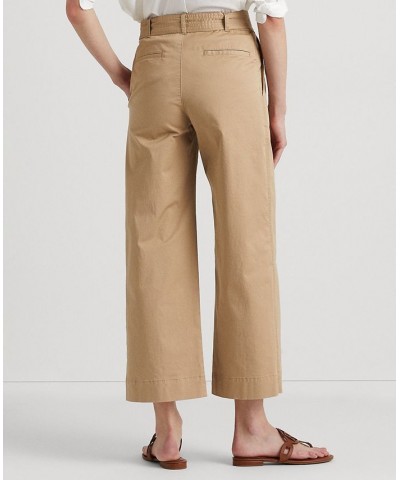 Women's Micro-Sanded Twill Belted Wide-Leg Pants Tan/Beige $77.50 Pants