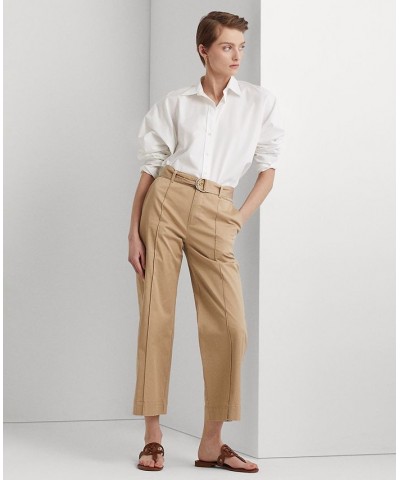 Women's Micro-Sanded Twill Belted Wide-Leg Pants Tan/Beige $77.50 Pants