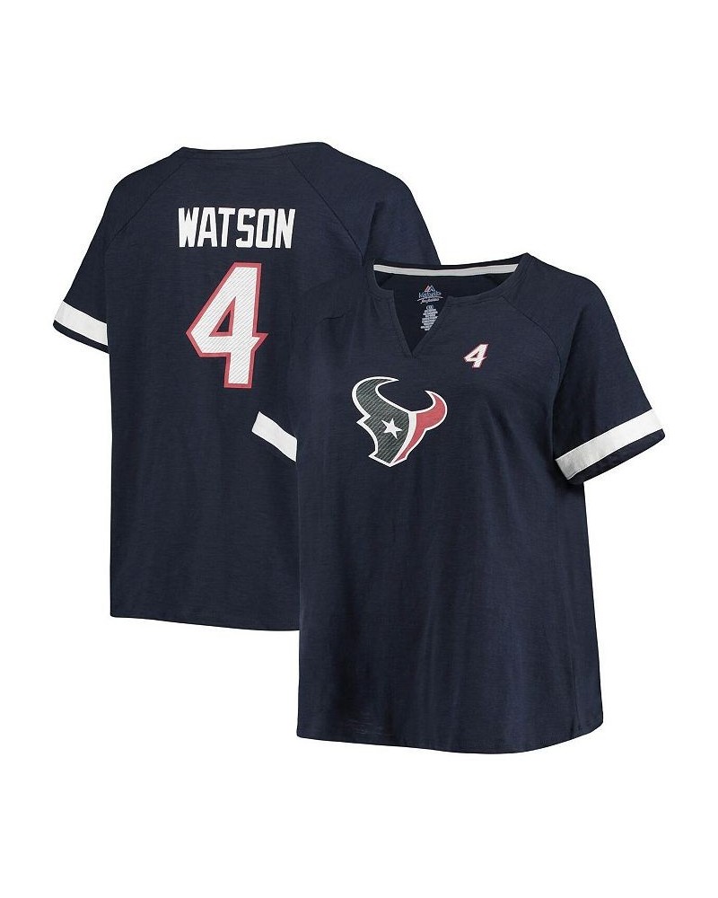 Women's Deshaun Watson Navy Houston Texans Plus Size Name and Number Notch Neck Raglan T-shirt Navy $20.00 Tops