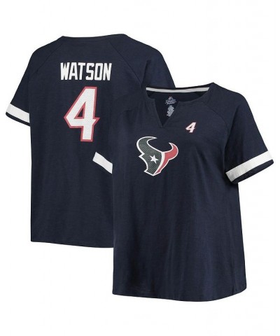 Women's Deshaun Watson Navy Houston Texans Plus Size Name and Number Notch Neck Raglan T-shirt Navy $20.00 Tops