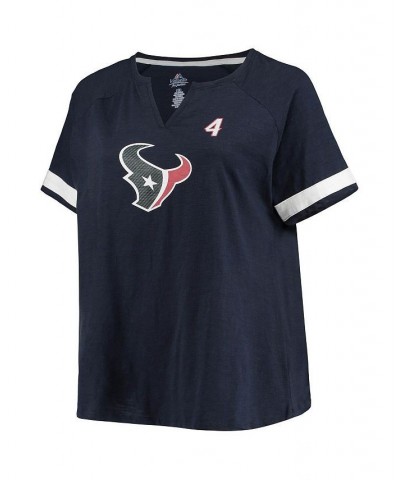 Women's Deshaun Watson Navy Houston Texans Plus Size Name and Number Notch Neck Raglan T-shirt Navy $20.00 Tops