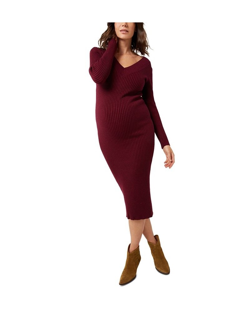 Cara Midi Maternity Dress Red $70.56 Dresses