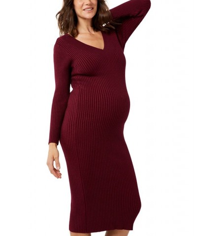 Cara Midi Maternity Dress Red $70.56 Dresses