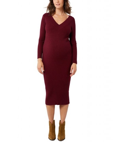 Cara Midi Maternity Dress Red $70.56 Dresses