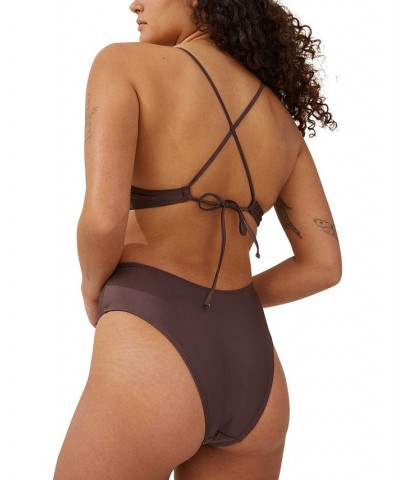 Women's Cutout Knot One-Piece Swimsuit Brownie Shimmer $26.49 Swimsuits