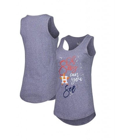 Women's Navy Houston Astros Americana Tri-Blend Racerback Tank Top Navy $26.40 Tops