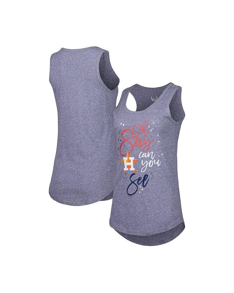 Women's Navy Houston Astros Americana Tri-Blend Racerback Tank Top Navy $26.40 Tops