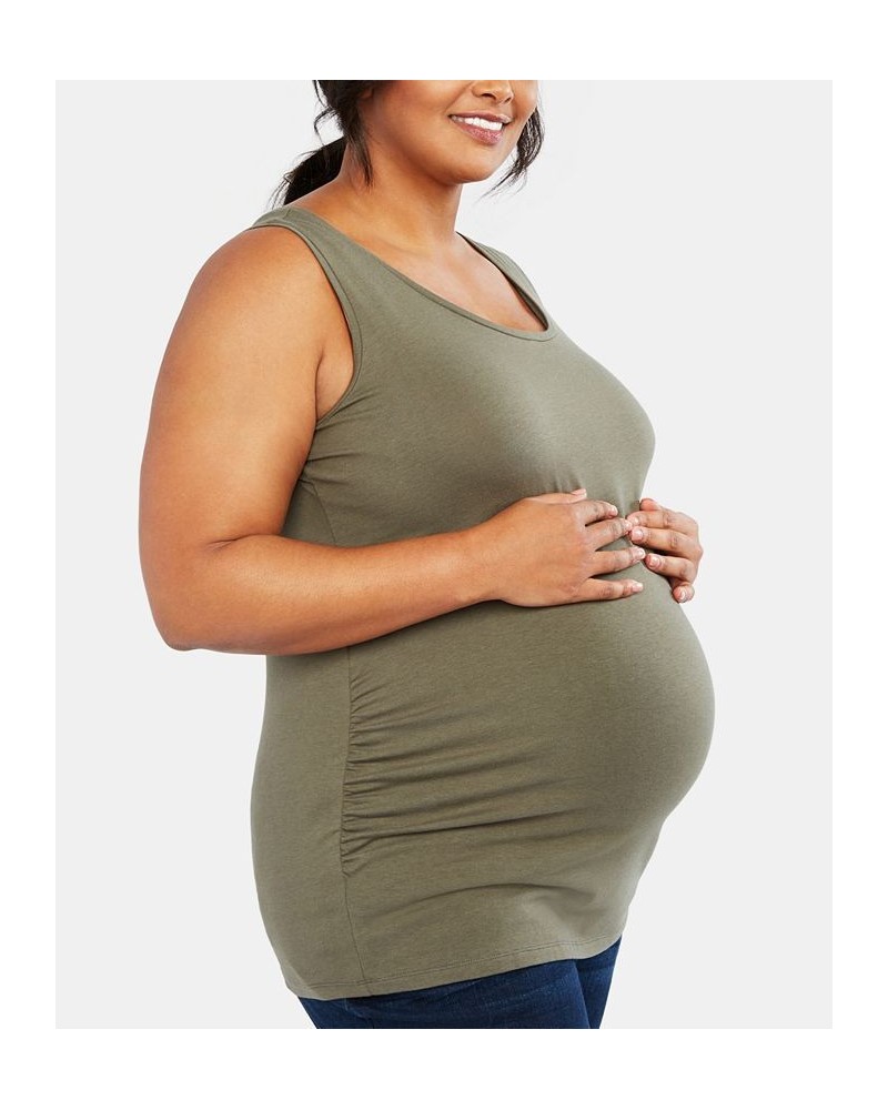 Plus Size Side-Ruched Scoop-Neck Maternity Tank Top Green $12.60 Tops