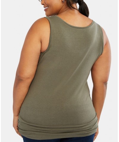 Plus Size Side-Ruched Scoop-Neck Maternity Tank Top Green $12.60 Tops