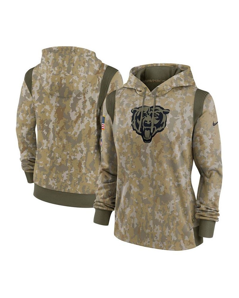 Women's Olive Chicago Bears 2021 Salute To Service Therma Performance Pullover Hoodie Olive $45.04 Sweatshirts