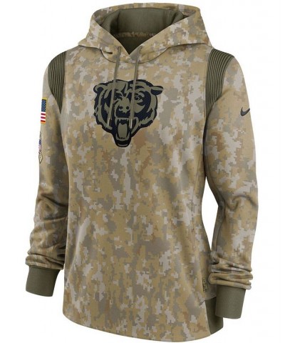 Women's Olive Chicago Bears 2021 Salute To Service Therma Performance Pullover Hoodie Olive $45.04 Sweatshirts