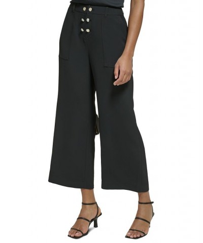 Women's Cropped Wide-Leg Pants Black $51.39 Pants