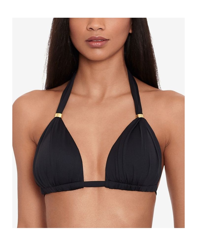 Beach Club Solid Molded Cup Halter Bikini Top Black $43.20 Swimsuits