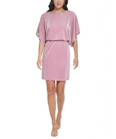 Women's Dolman-Sleeve Sparkling Sheath Dress Mauve $45.78 Dresses