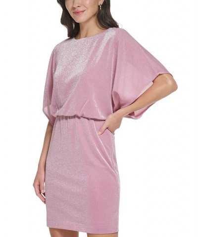 Women's Dolman-Sleeve Sparkling Sheath Dress Mauve $45.78 Dresses