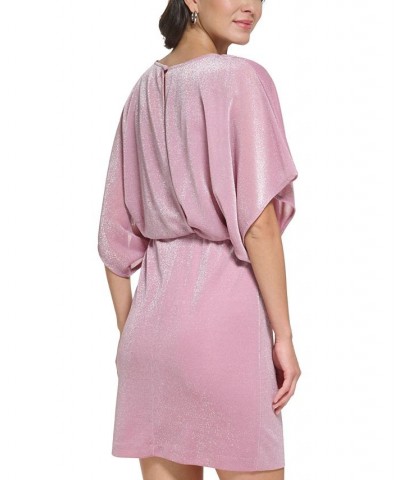 Women's Dolman-Sleeve Sparkling Sheath Dress Mauve $45.78 Dresses