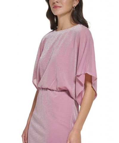 Women's Dolman-Sleeve Sparkling Sheath Dress Mauve $45.78 Dresses