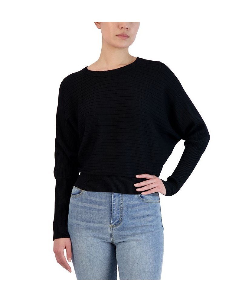 Women's Ribbed-Knit Dolman-Sleeve Sweater Black $31.40 Sweaters