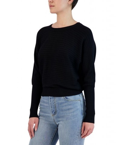 Women's Ribbed-Knit Dolman-Sleeve Sweater Black $31.40 Sweaters