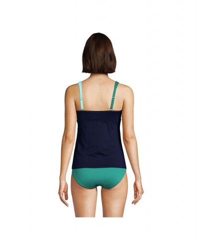 Women's V-Neck Wrap Wireless Tankini Swimsuit Top Island emerald/navy mix $41.83 Swimsuits