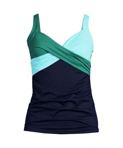 Women's V-Neck Wrap Wireless Tankini Swimsuit Top Island emerald/navy mix $41.83 Swimsuits