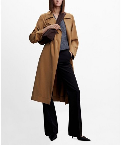 Women's Flowy Lapel Trench Coat Brown $40.30 Coats