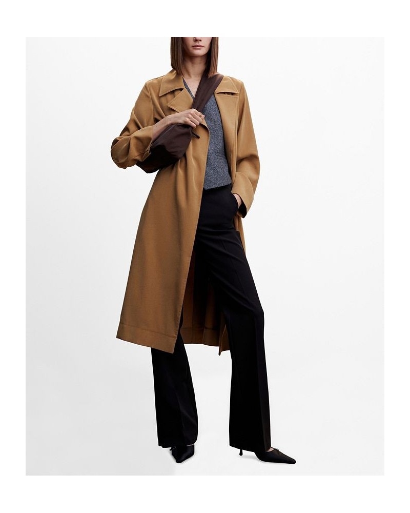 Women's Flowy Lapel Trench Coat Brown $40.30 Coats