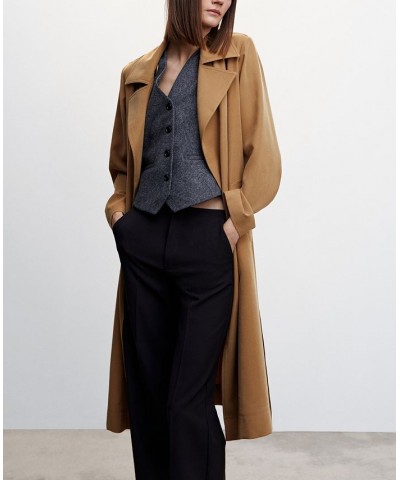 Women's Flowy Lapel Trench Coat Brown $40.30 Coats