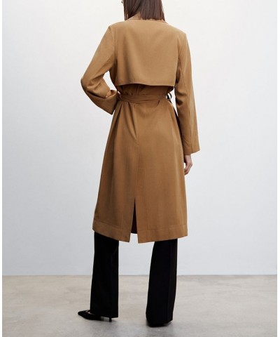 Women's Flowy Lapel Trench Coat Brown $40.30 Coats