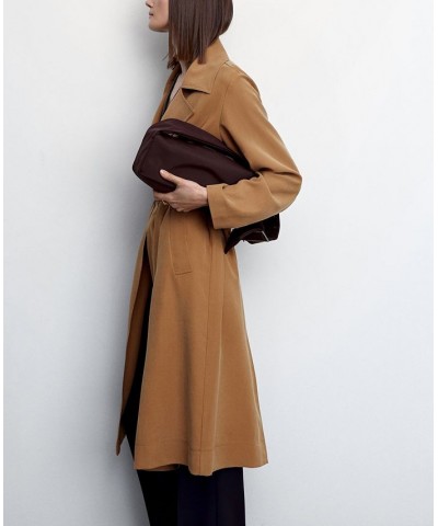 Women's Flowy Lapel Trench Coat Brown $40.30 Coats